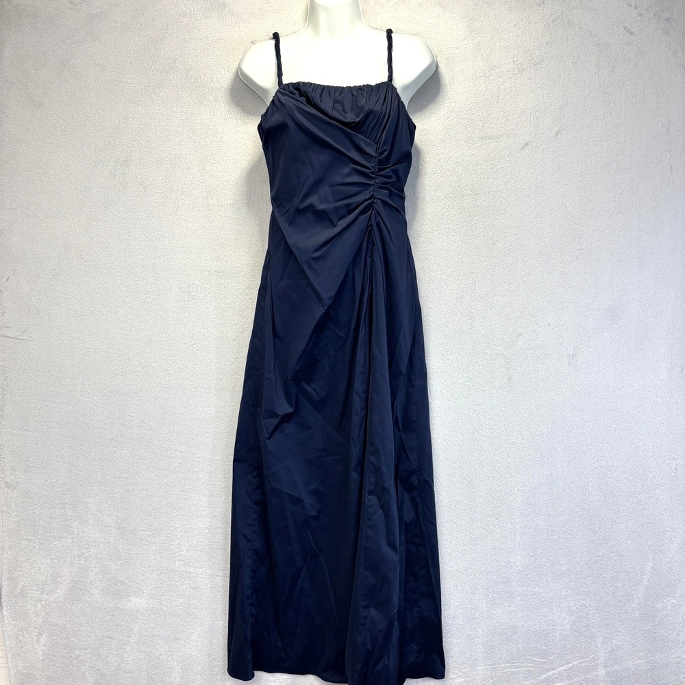 Adrianna Papell‎ Occasions Ruched Formal Dress Womens 6 Navy Blue Maxi Gown - Picture 2 of 14